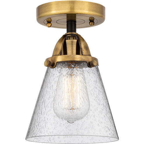 Nouveau 2 Small Cone LED 6.25 inch Black Antique Brass Semi-Flush Mount Ceiling Light in Seedy Glass
