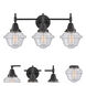 Caden 3 Light 26 inch Matte Black Bath Vanity Light Wall Light in Seedy Glass