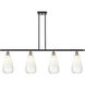 Ballston Brookhaven Almond Island Light Ceiling Light in Black Antique Brass, Opal Glass