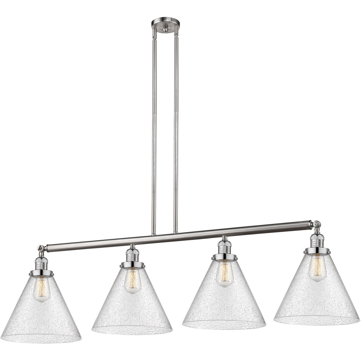 Franklin Restoration X-Large Cone LED 56 inch Brushed Satin Nickel Island Light Ceiling Light in Seedy Glass, Franklin Restoration