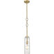 Wexford 1 Light 4 inch Brushed Brass Mini Pendant Ceiling Light in Incandescent, Clear Deco Swirl Glass