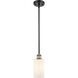 Ballston Clymer 1 Light 4 inch Black Antique Brass Pendant Ceiling Light in Matte White Glass, Ballston