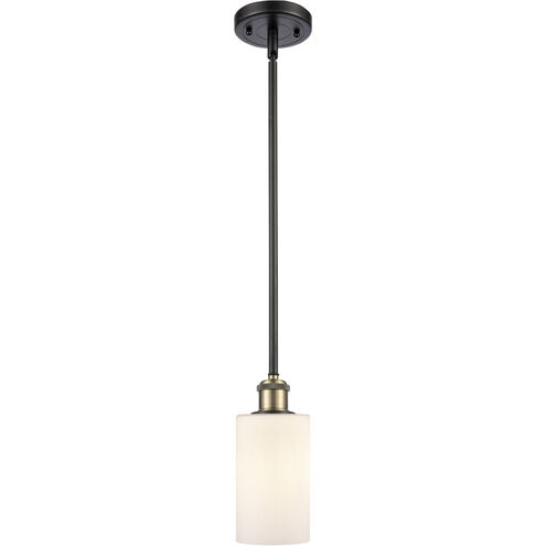 Ballston Clymer 1 Light 4 inch Black Antique Brass Pendant Ceiling Light in Matte White Glass, Ballston