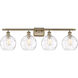 Ballston Athens Water Glass 4 Light 36 inch Antique Brass Bath Vanity Light Wall Light