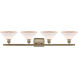 Ballston Orwell 4 Light 36 inch Antique Brass Bath Vanity Light Wall Light in Incandescent, Matte White Glass, Ballston