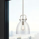 Newton Bell 1 Light 10 inch Satin Nickel Mini Pendant Ceiling Light in Clear Glass