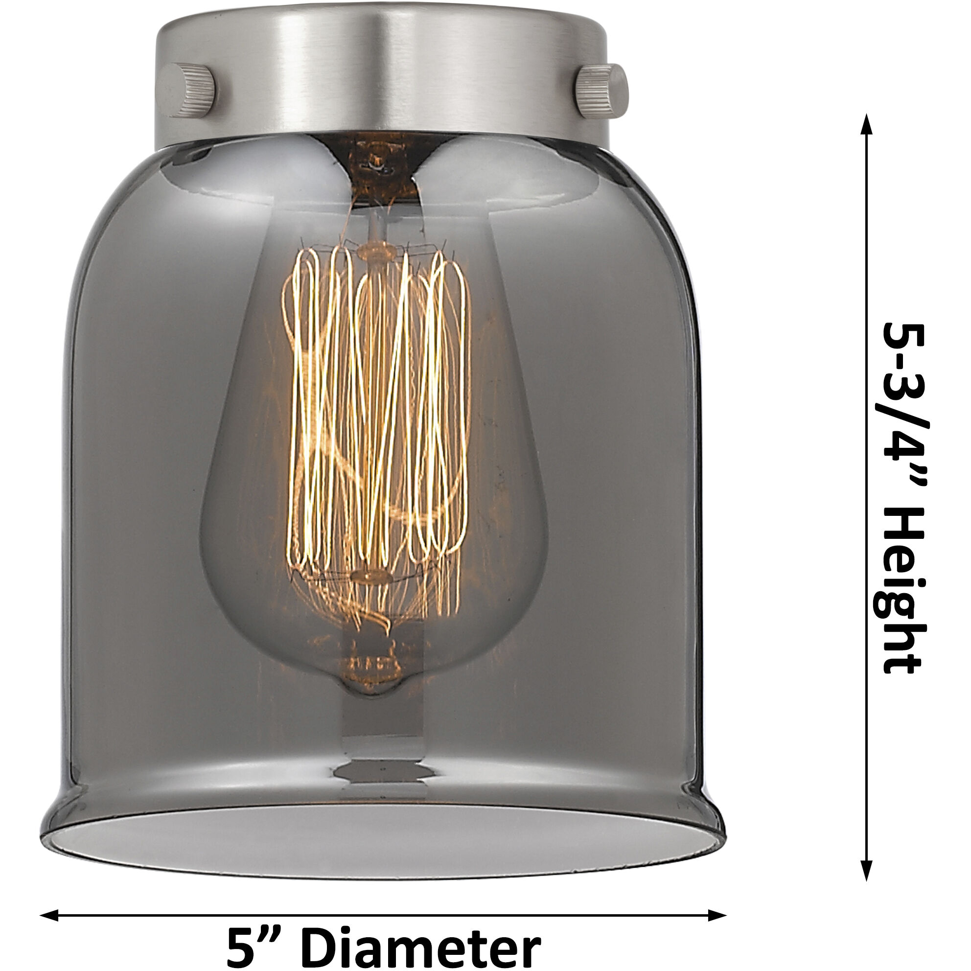 Bell 1 Light 5 inch Satin Gold Mini Pendant Ceiling Light in Light Smoke Glass