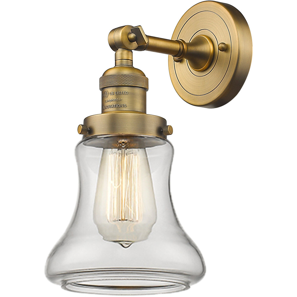 Franklin Restoration Bellmont 1 Light 6 inch Brushed Brass Semi-Flush Mount Ceiling Light in Clear Glass, Franklin Restoration