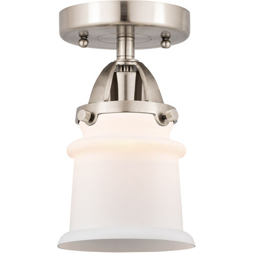Nouveau 2 Small Canton 1 Light 5 inch Brushed Satin Nickel Semi-Flush Mount Ceiling Light in Matte White Glass
