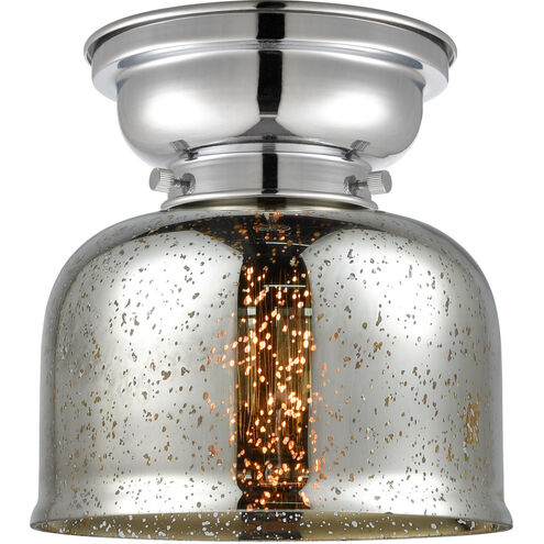 Aditi Large Bell LED 8 inch Polished Chrome Flush Mount Ceiling Light in Silver Plated Mercury Glass, Aditi