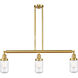 Franklin Restoration Dover 3 Light 37 inch Satin Gold Island Light Ceiling Light in Seedy Glass, Franklin Restoration