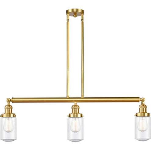 Franklin Restoration Dover 3 Light 37 inch Satin Gold Island Light Ceiling Light in Seedy Glass, Franklin Restoration