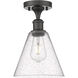 Ballston Cone 1 Light 8 inch Oil Rubbed Bronze Semi-Flush Mount Ceiling Light in Seedy Glass