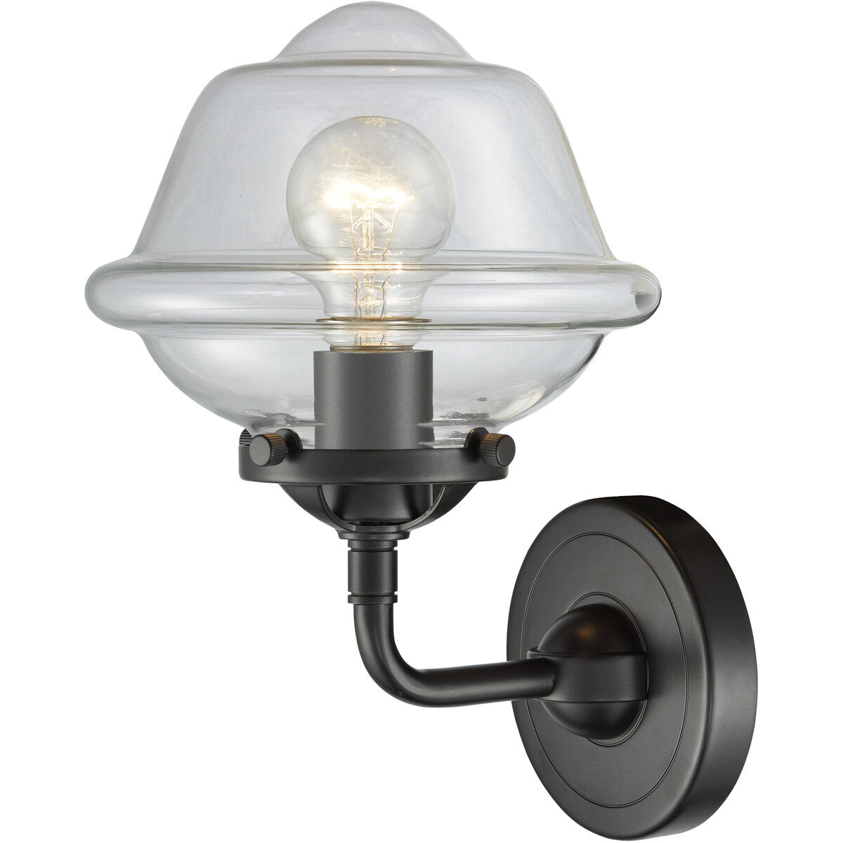 Nouveau Small Oxford 1 Light 8 inch Oil Rubbed Bronze Sconce Wall Light in Clear Glass, Nouveau