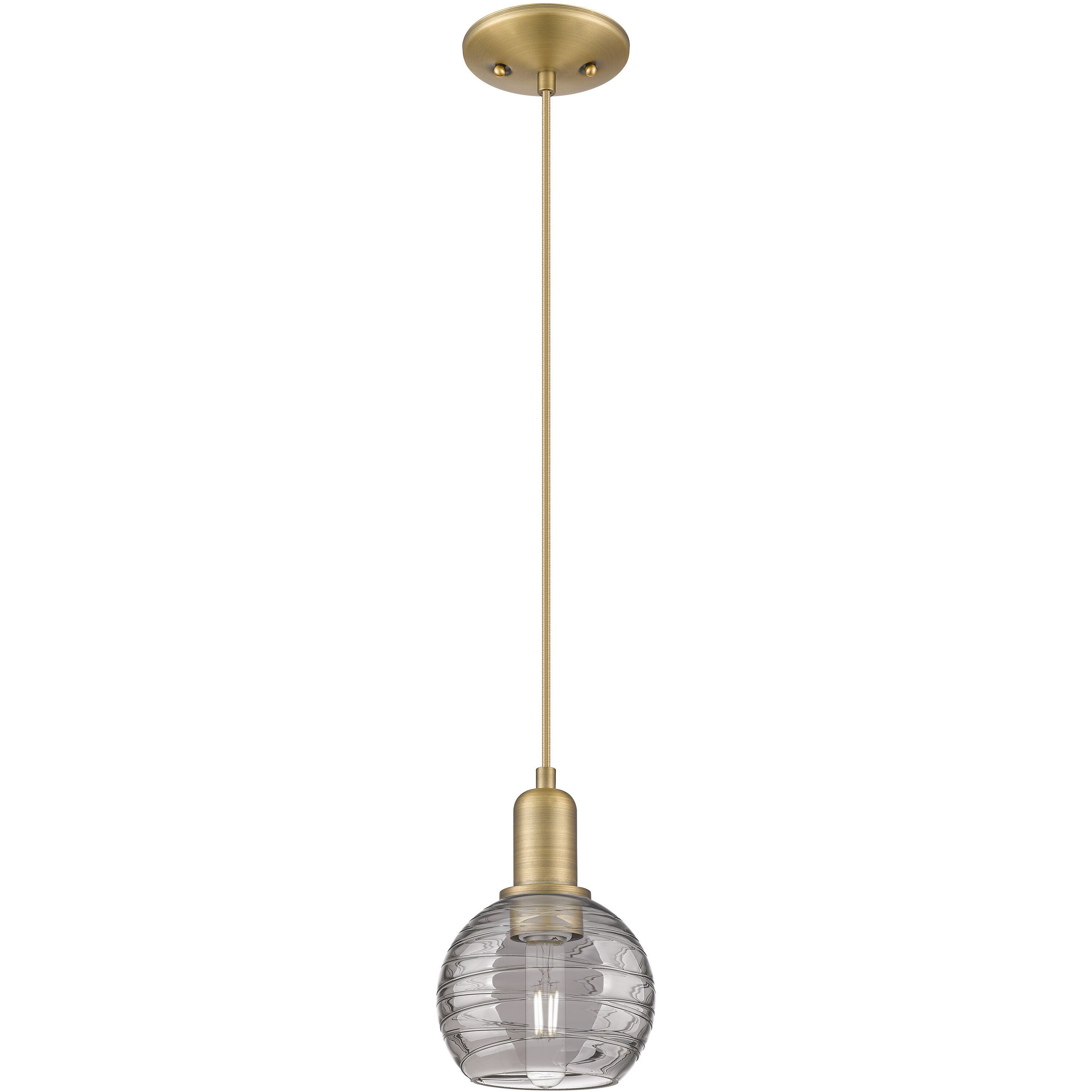 Athens Deco Swirl 1 Light 5.88 inch Brushed Brass Mini Pendant Ceiling Light