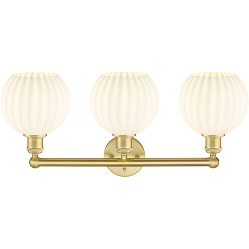 Edison White Venetian 3 Light 26 inch Satin Gold Bath Vanity Light Wall Light