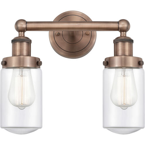 Dover 2 Light 15.5 inch Antique Copper Bath Vanity Light Wall Light in Clear