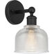 Edison Dayton 1 Light 6 inch Matte Black Sconce Wall Light in Clear Glass