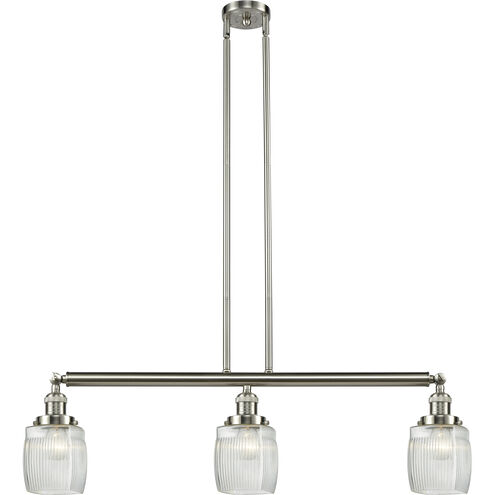 Franklin Restoration Colton 3 Light 38 inch Brushed Satin Nickel Island Light Ceiling Light, Franklin Restoration