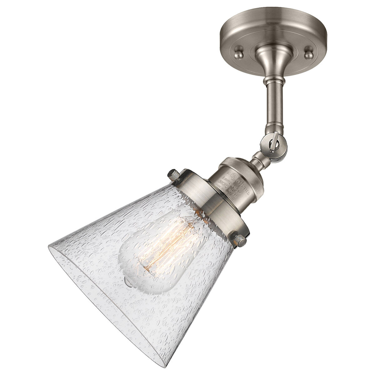 Franklin Restoration Small Cone LED 6.25 inch Brushed Satin Nickel Sconce Wall Light in Seedy Glass, Franklin Restoration