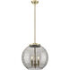 Ballston Athens Deco Swirl 3 Light 15.75 inch Antique Brass Statement Pendant Ceiling Light in Incandescent, Light Smoke Deco Swirl Glass