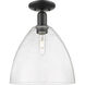 Arcadia Bristol 1 Light 12 inch Matte Black Semi-Flush Mount Ceiling Light in Seedy