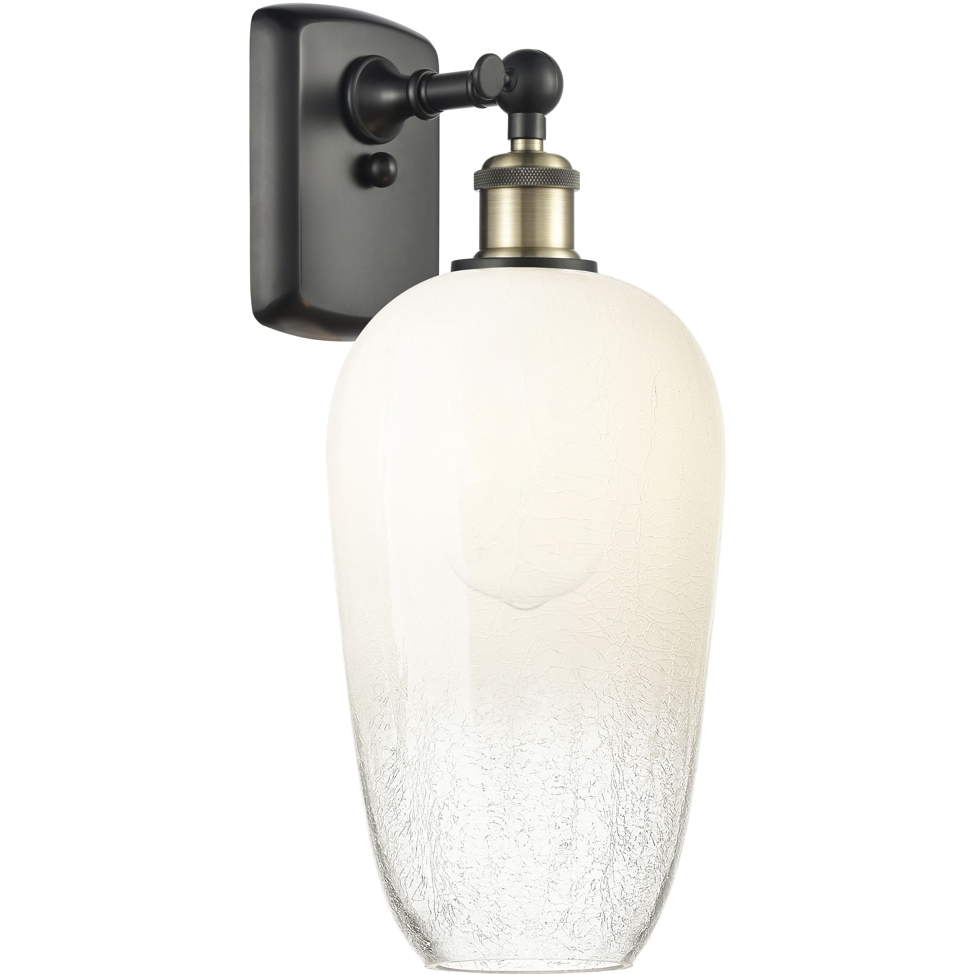 Ballston Brookhaven Flute Armed Sconce Wall Light in Black Antique Brass, Opal Glass