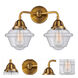 Nouveau 2 Small Oxford 2 Light 16 inch Brushed Brass Bath Vanity Light Wall Light in Seedy Glass