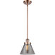 Ballston Large Cone LED 8 inch Antique Copper Pendant Ceiling Light in Plated Smoke Glass