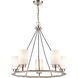 Mila 5 Light 29 inch Black Satin Nickel Chandelier Ceiling Light in White Glass