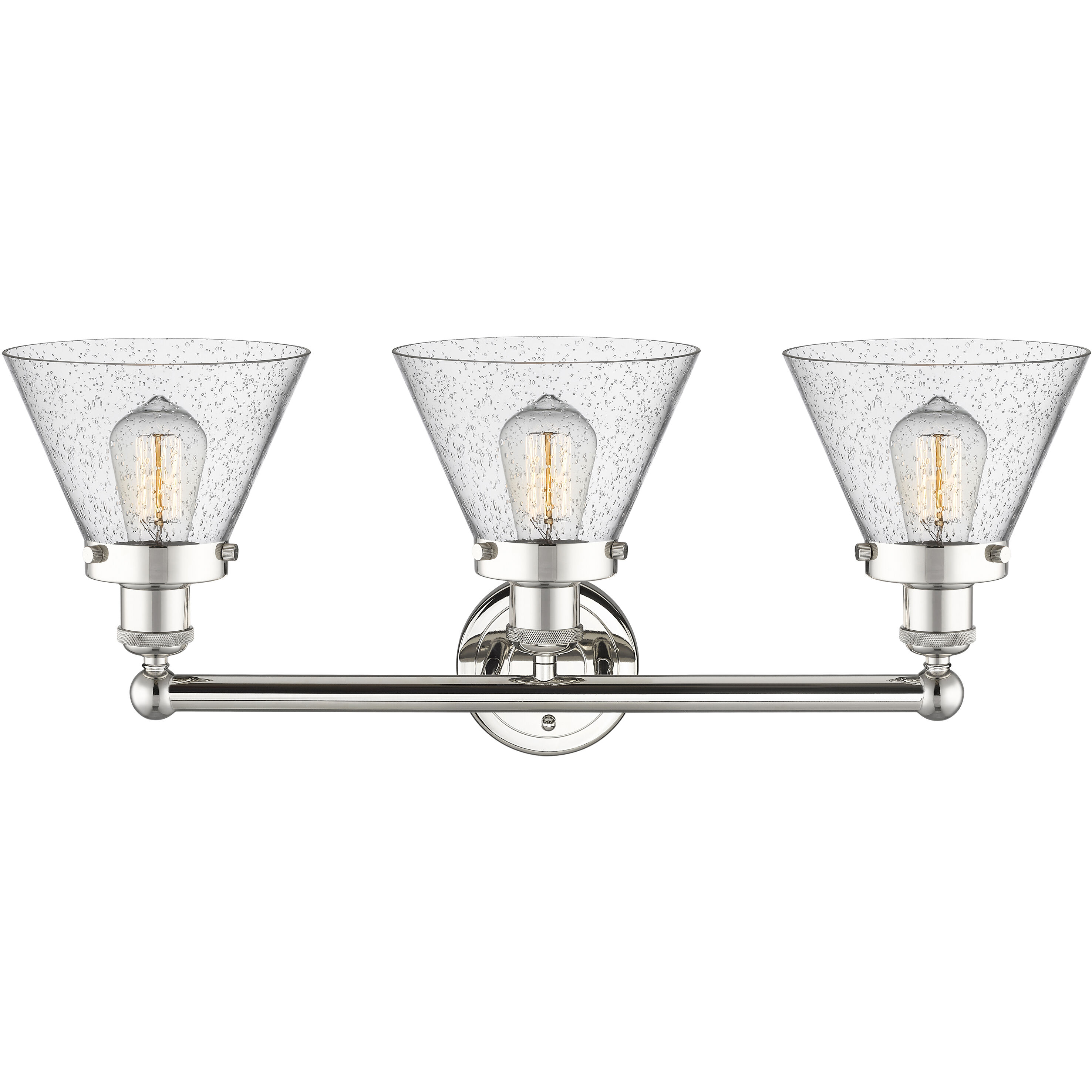 Cone 3 Light 24.5 inch Polished Nickel Bath Vanity Light Wall Light in Seedy