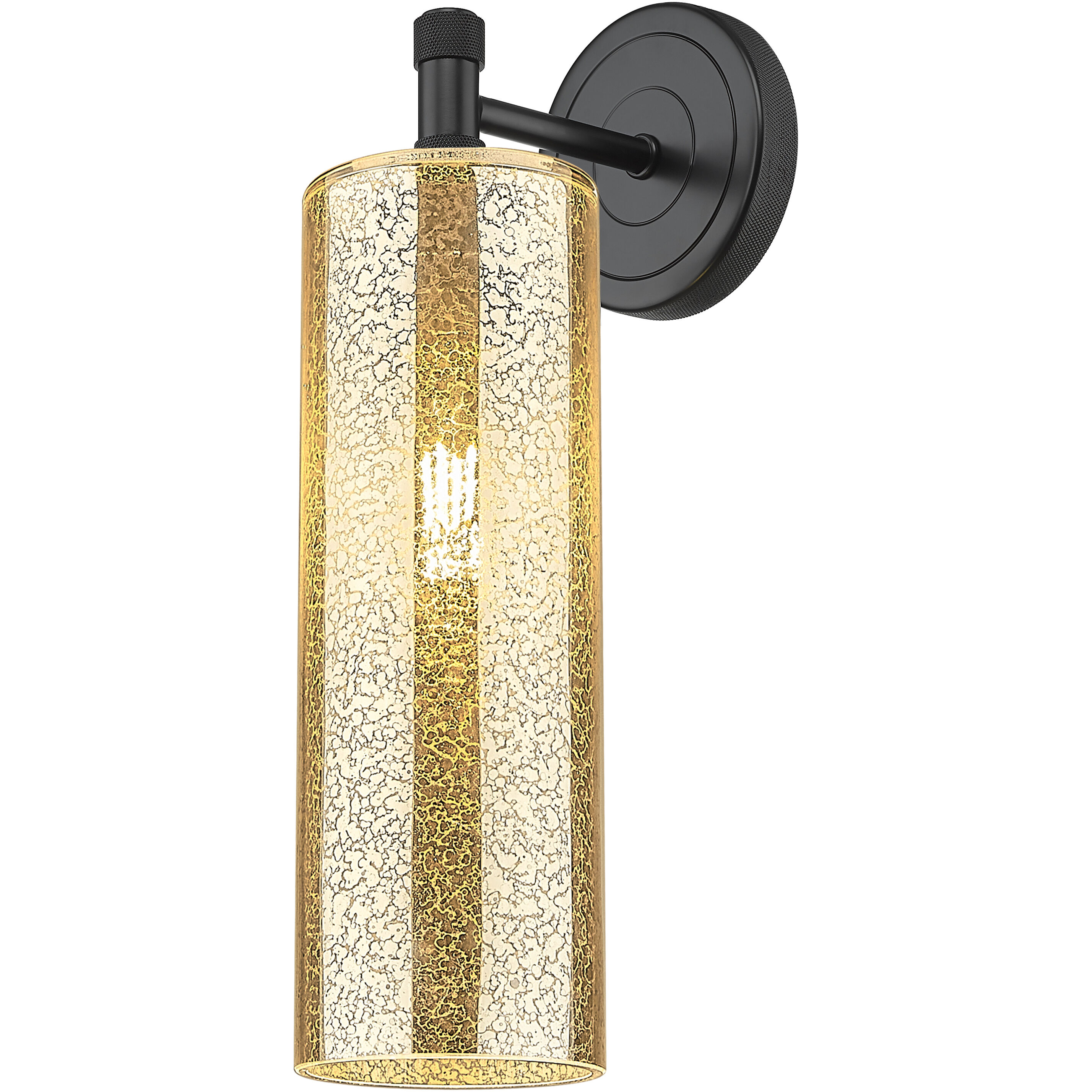 Crown Point Sconce Wall Light in Matte Black, Mercury Glass