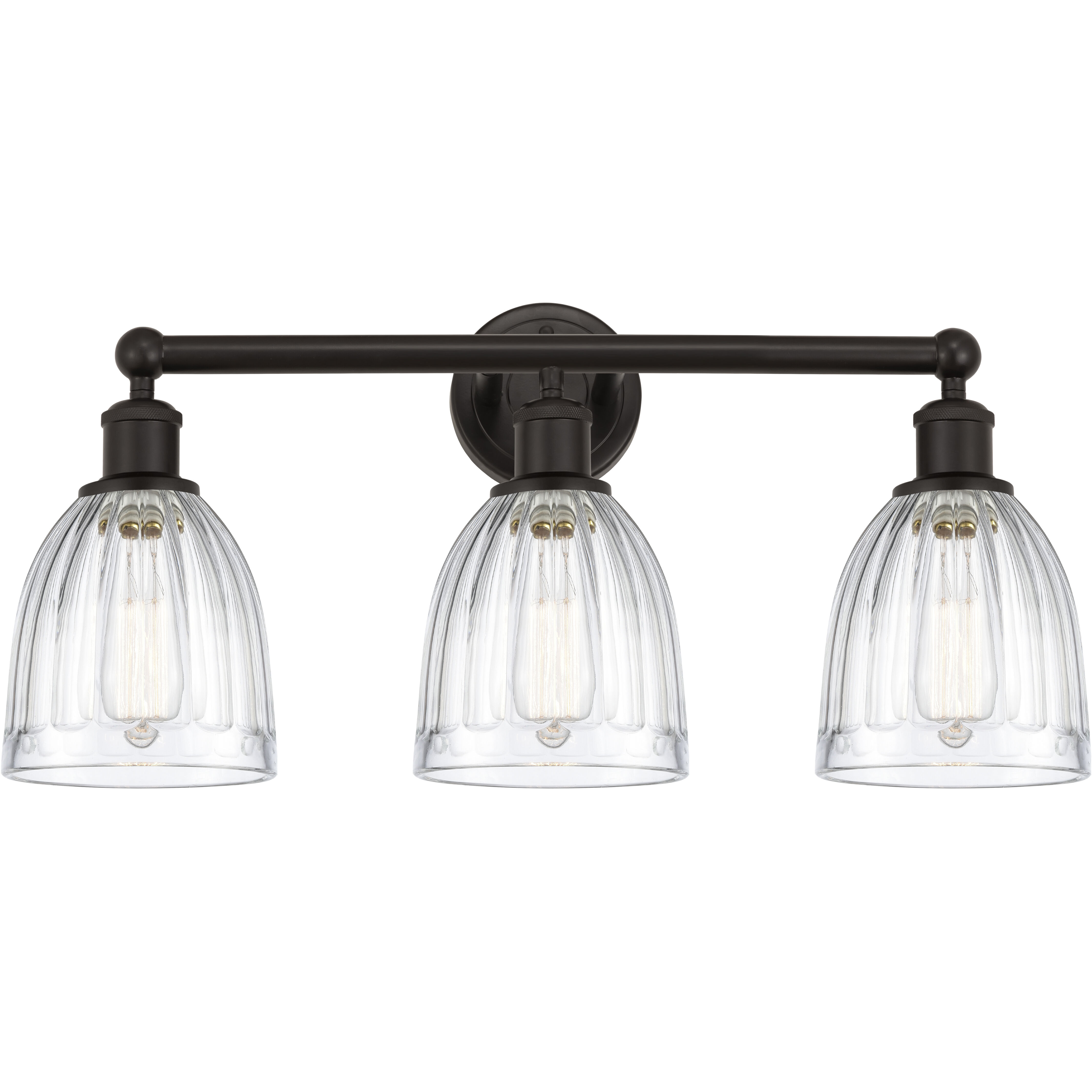 Edison Brookfield 3 Light 24 inch Oil Rubbed Bronze Bath Vanity Light Wall Light in Clear Glass