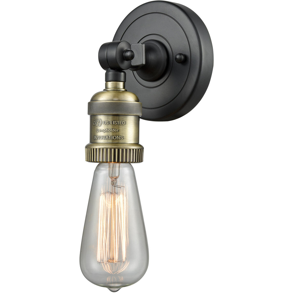 Franklin Restoration Bare Bulb 1 Light 5 inch Black Antique Brass ADA Sconce Wall Light, Franklin Restoration