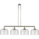 Franklin Restoration X-Large Bell 4 Light 54 inch Polished Nickel Island Light Ceiling Light in Seedy Glass, Franklin Restoration