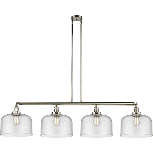 Franklin Restoration X-Large Bell 4 Light 54 inch Polished Nickel Island Light Ceiling Light in Seedy Glass, Franklin Restoration