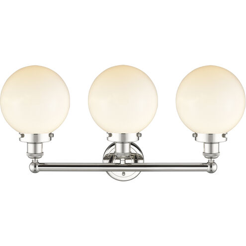 Beacon 3 Light 24.5 inch Polished Nickel Bath Vanity Light Wall Light in Matte White
