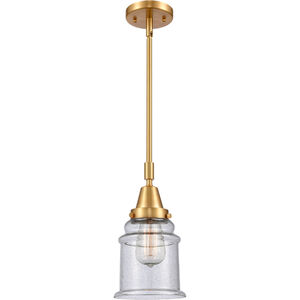 Franklin Restoration Canton 1 Light 7 inch Satin Gold Mini Pendant Ceiling Light in Seedy Glass