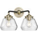 Nouveau Fulton LED 15 inch Brushed Satin Nickel Bath Vanity Light Wall Light in Clear Glass, Nouveau