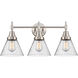 Caden 3 Light 26 inch Satin Nickel Bath Vanity Light Wall Light in Seedy Glass