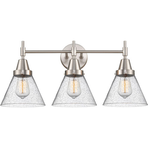 Caden 3 Light 26 inch Satin Nickel Bath Vanity Light Wall Light in Seedy Glass