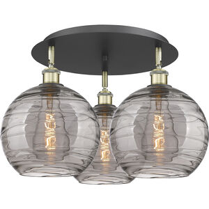 Ballston Athens Deco Swirl 3 Light 21.75 inch Black Antique Brass Flush Mount Ceiling Light