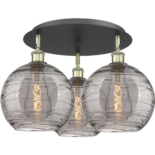 Ballston Athens Deco Swirl 3 Light 21.75 inch Black Antique Brass Flush Mount Ceiling Light