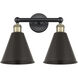 Ballston Cone 2 Light 17 inch Black Antique Brass Bath Vanity Light Wall Light in Matte Black