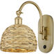 Woven Rattan 1 Light 8 inch Satin Gold and Natural Sconce Wall Light