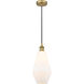 Edison Cindyrella LED 7 inch Brushed Brass Mini Pendant Ceiling Light