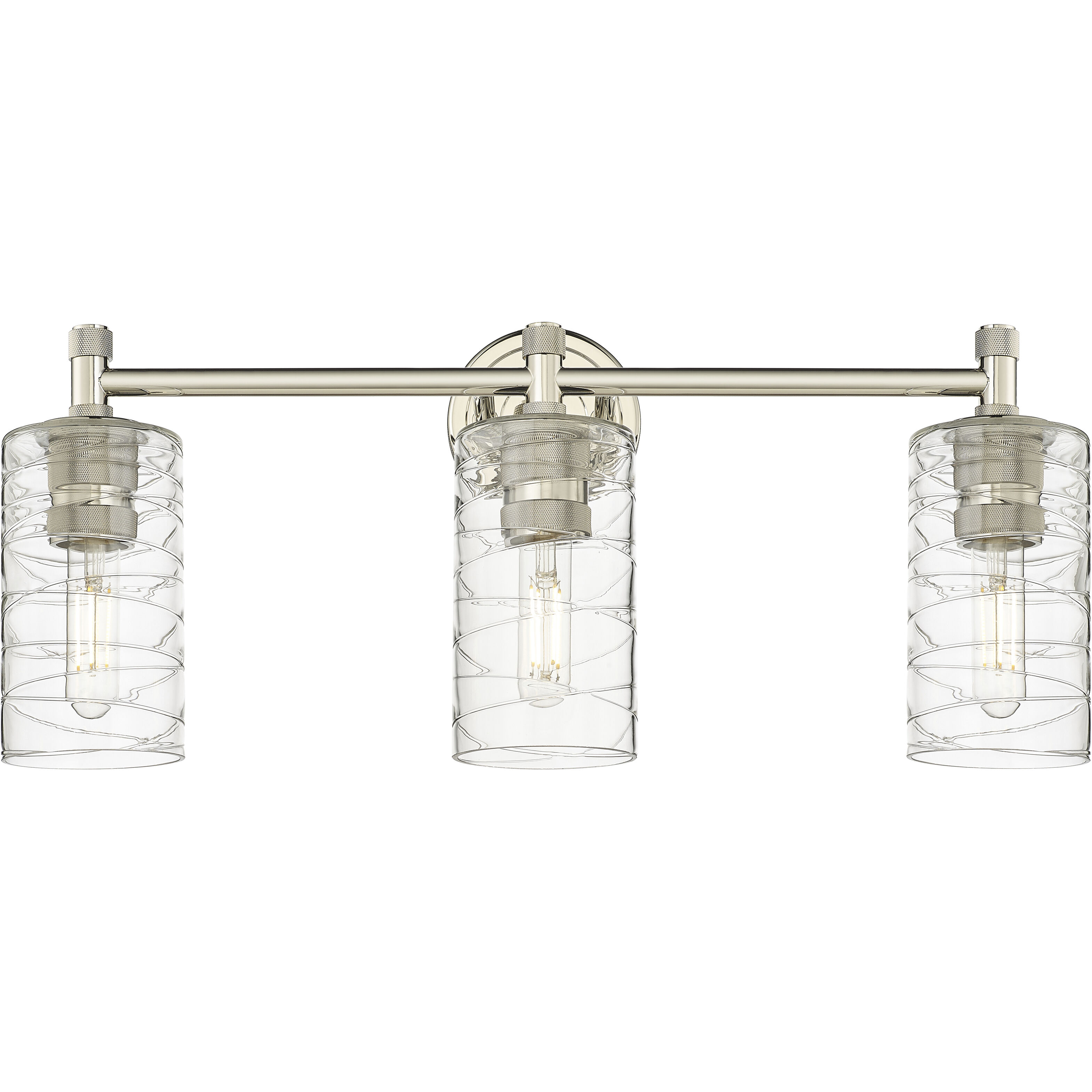 Downtown Urban Crown Point 3 Light 23.88 inch Polished Nickel Bath Vanity Light Wall Light in Deco Swirl