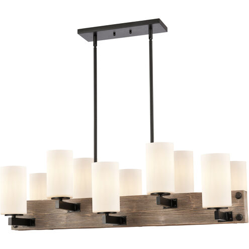 Diego LED 37.38 inch Matte Black Island Light Ceiling Light in White Glass