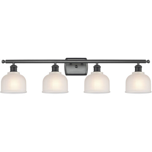 Ballston Dayton 4 Light 36 inch Matte Black Bath Vanity Light Wall Light in White Glass, Ballston