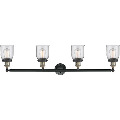 Franklin Restoration Small Bell 4 Light 42 inch Black Antique Brass Bath Vanity Light Wall Light in Clear Glass, Franklin Restoration